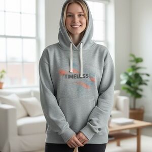 Custom Painted Timeless Gray and Orange Women's Hoodie